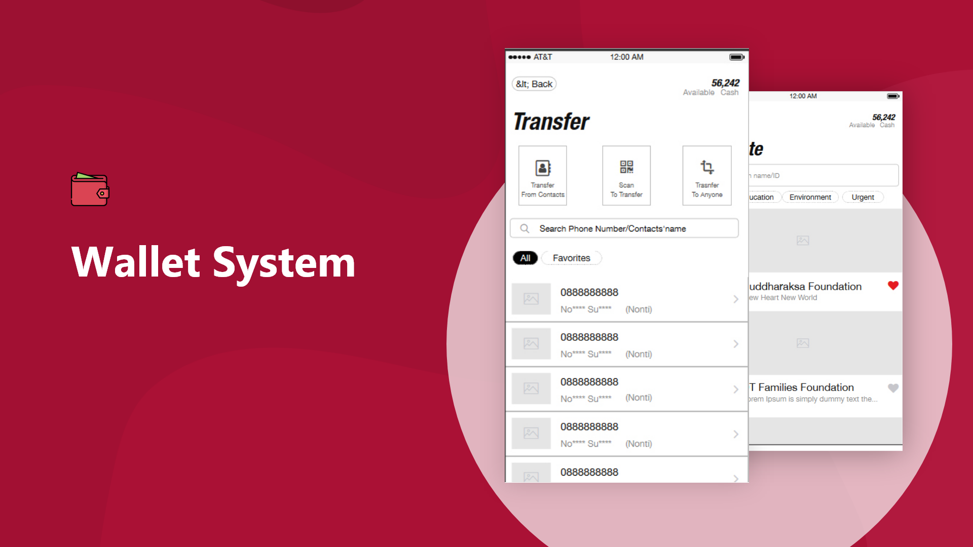 Wallet System Wireframing