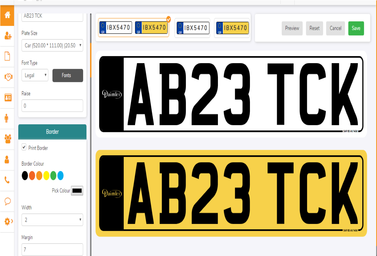 Number Plate Printing Software